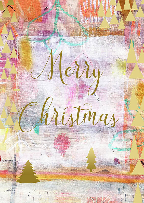 Merry Christmas Poster featuring the mixed media Merry Christmas by Claudia Schoen