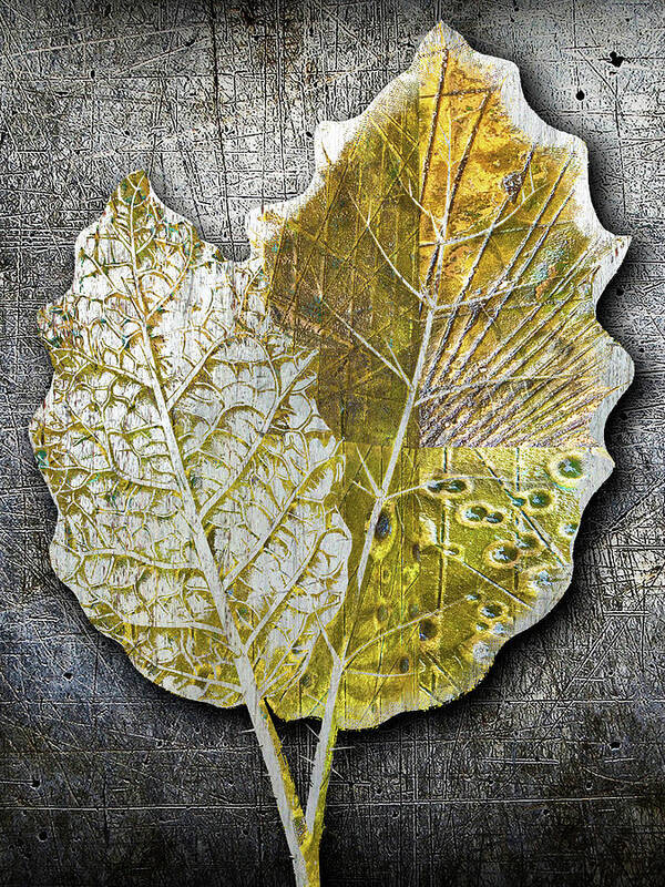 1800s Poster featuring the painting Metal Metallic Gold Silver Leaves 1 by Tony Rubino