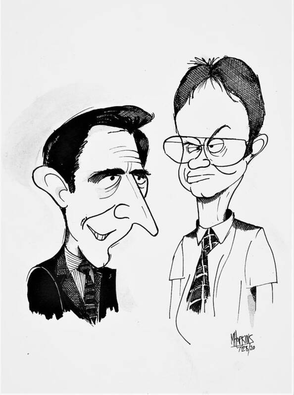 The Office Poster featuring the drawing Michael and Dwight by Michael Hopkins