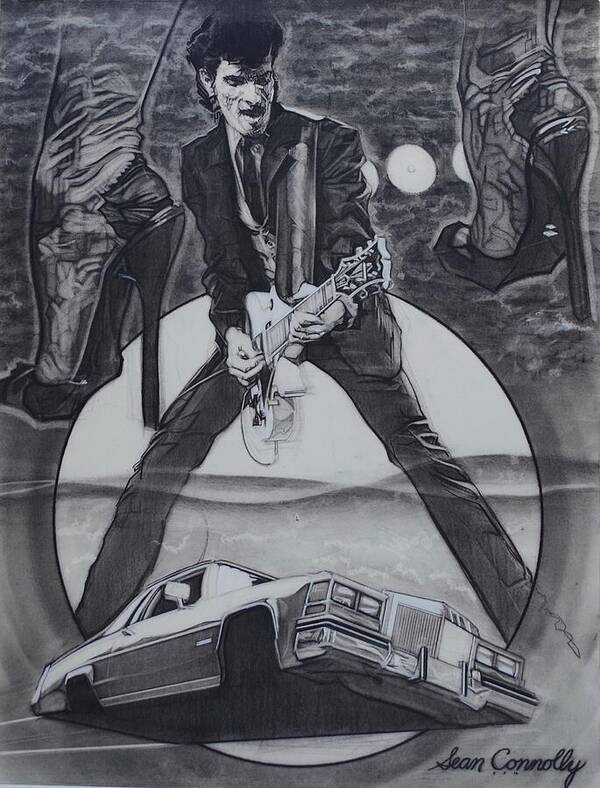Charcoal Pencil Poster featuring the drawing Mink DeVille by Sean Connolly