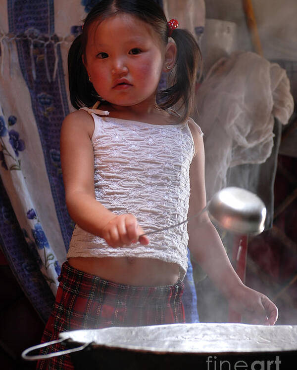 Mongol Little Girl Poster featuring the photograph Mongol little girl by Elbegzaya Lkhagvasuren