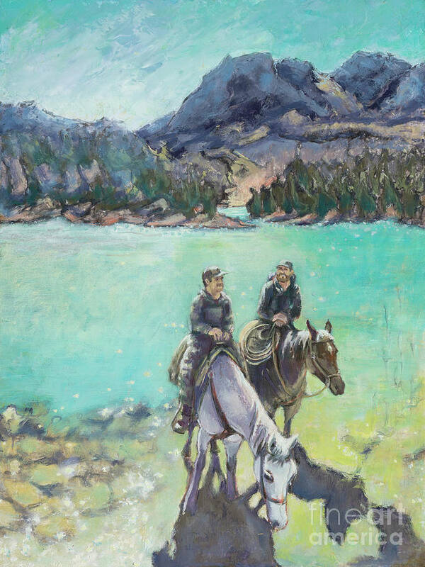 Montana Poster featuring the painting Montana on Horseback by PJ Kirk