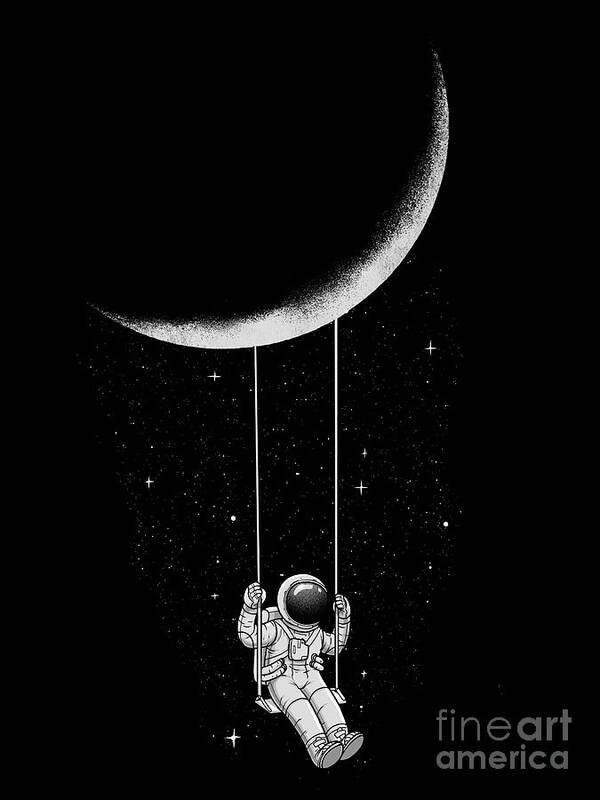 Space Poster featuring the digital art Moon Swing by Digital Carbine