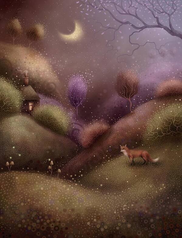 Fox Poster featuring the painting Moonlight Encounter by Joe Gilronan