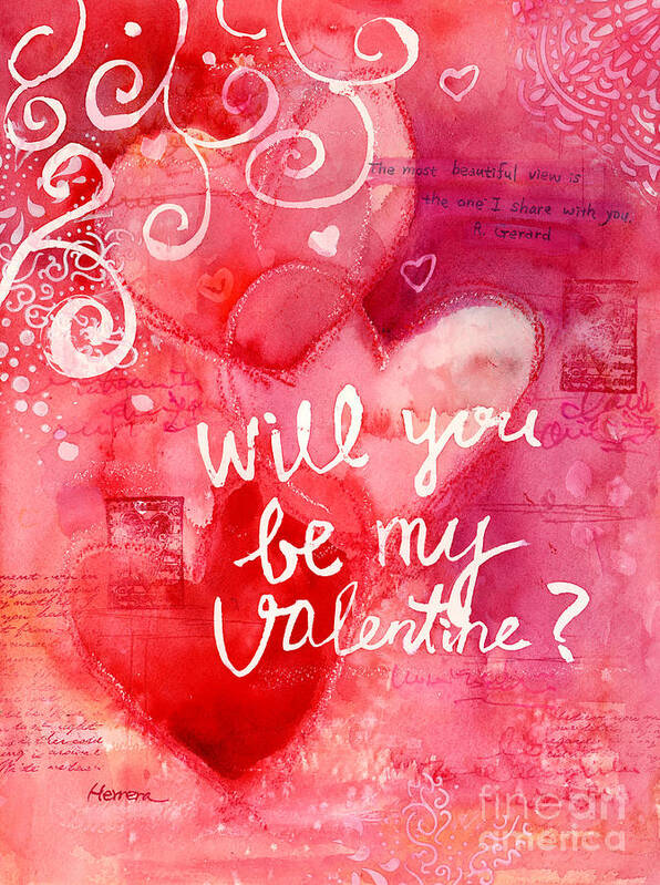 Valentine Poster featuring the painting My Valentine 3 by Hailey E Herrera