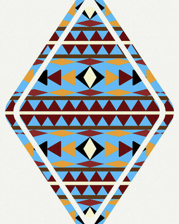 Navajo Poster featuring the mixed media Navajo Blue Pattern Art by Christina Rollo