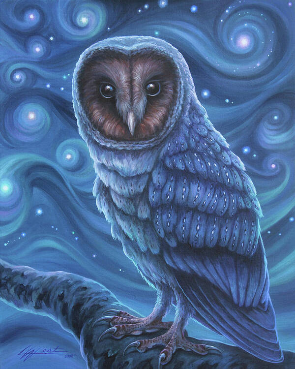 Owl Poster featuring the painting Night Owl by Lucy West