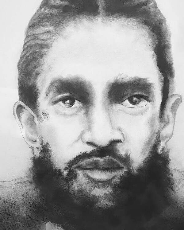  Poster featuring the drawing Nipsey by Angie ONeal