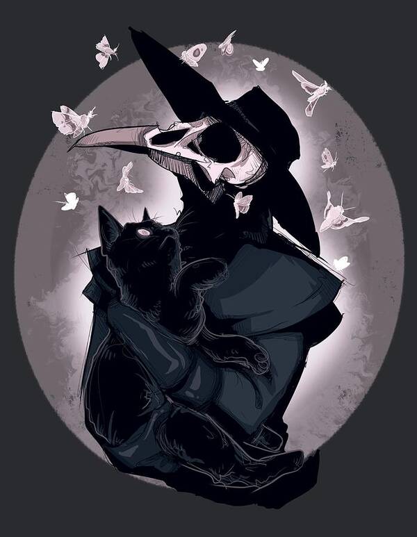 Plague Doctor Poster featuring the drawing Nocturnal by Ludwig Van Bacon
