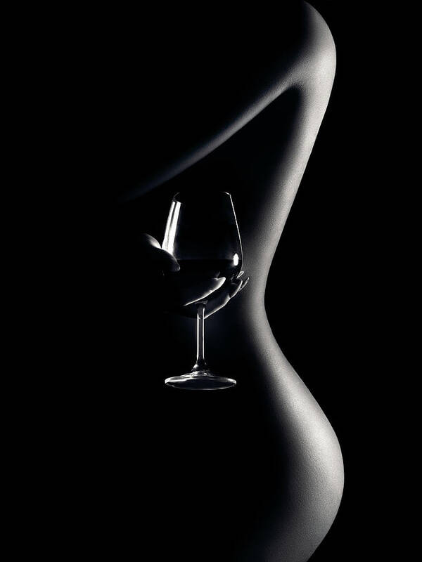 Woman Poster featuring the photograph Nude woman red wine 3 by Johan Swanepoel