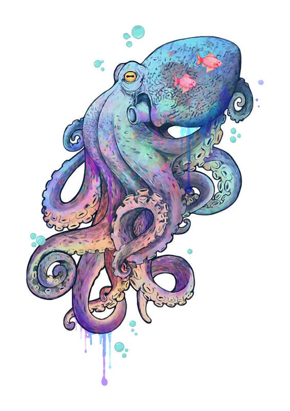 Minimalist Al the Octopus Square Poster Print