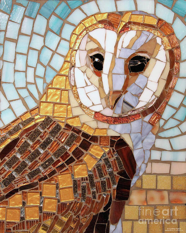 Cynthie Fisher Poster featuring the painting Owl Glass Mosaic by Cynthie Fisher