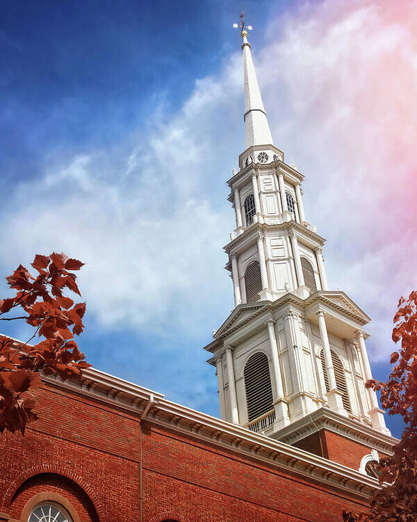 Boston Poster featuring the photograph Park Street Church Steeple Boston Massachusetts by Carol Japp