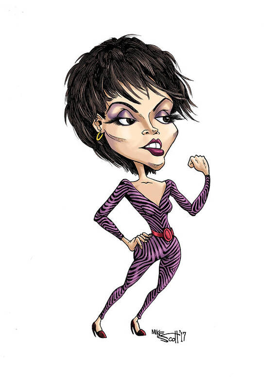 Cartoon Poster featuring the drawing Pat Benatar in color by Mike Scott