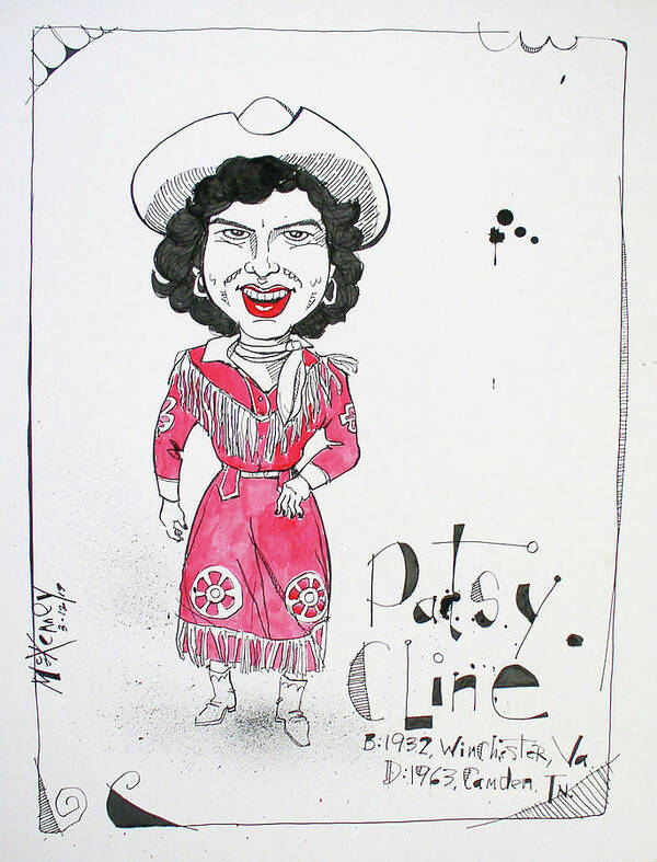  Poster featuring the drawing Patsy Cline by Phil Mckenney