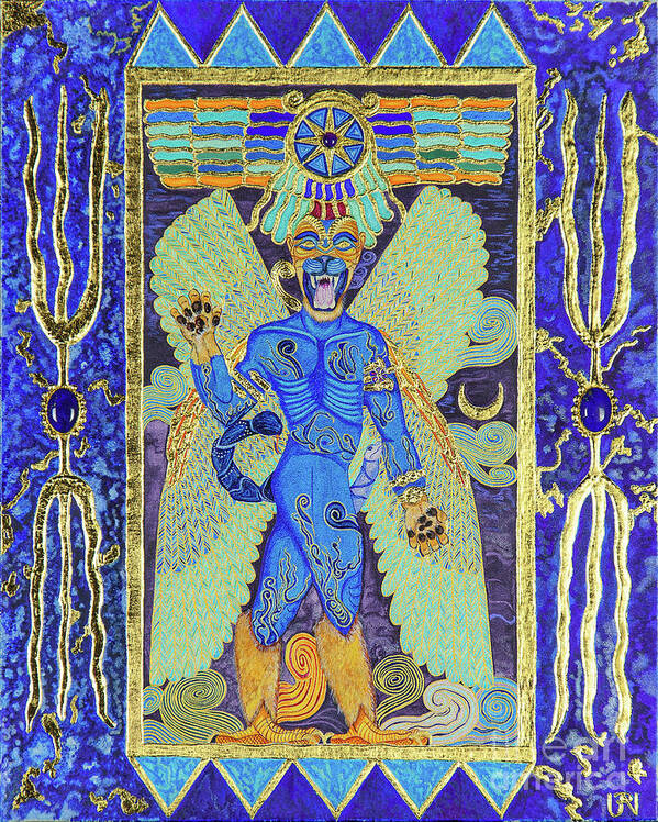 Babylon Poster featuring the mixed media Pazuzu the Divine Exorcist by Ptahmassu Nofra-Uaa