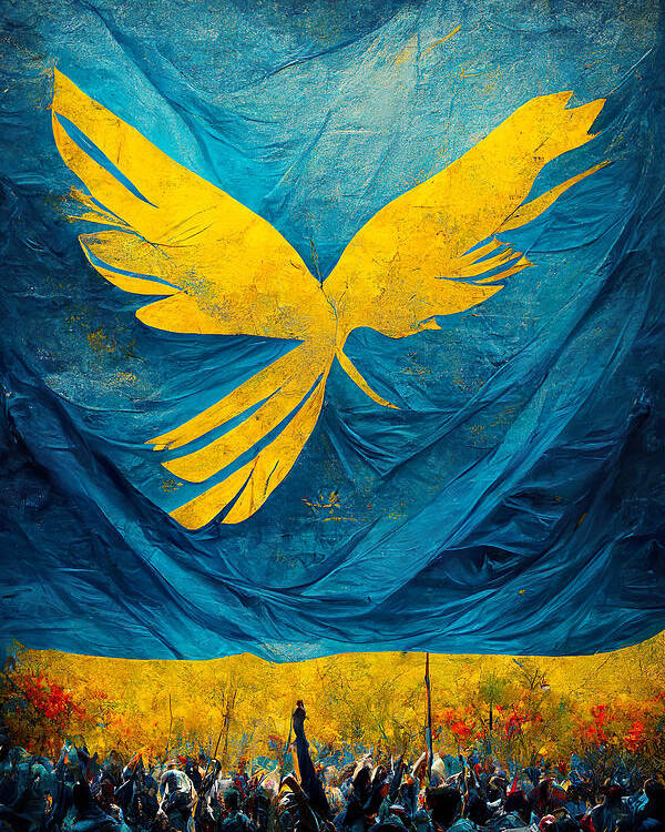 Angel Of Peace Poster featuring the painting Peace for Ukraine by Vart