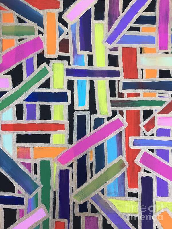 Acrylic Abstract Colors Bold Painting Underground Poster featuring the painting Pick Up Sticks by Debora Sanders