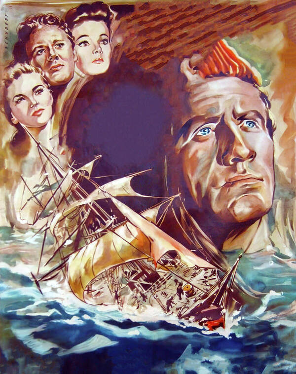 Plymouth Poster featuring the painting ''Plymouth Adventure'', 1950, movie poster painting by Georg Schubert by Stars on Art