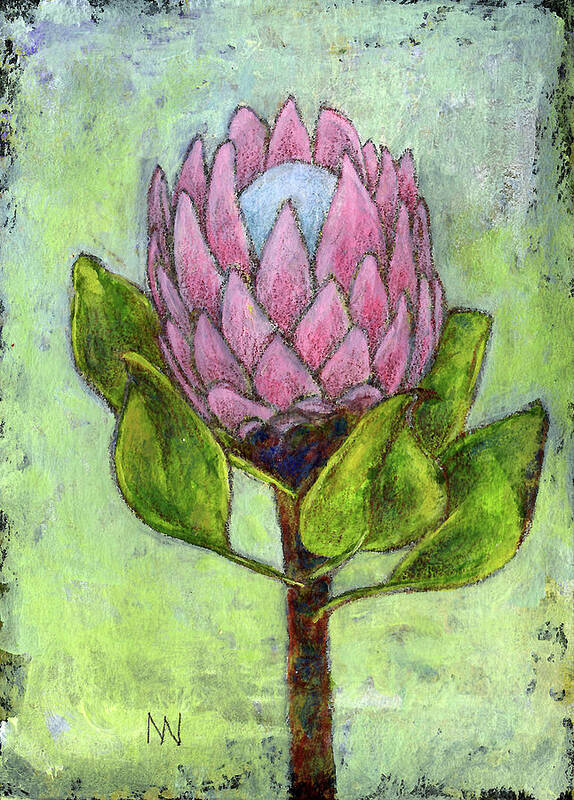 Protea Poster featuring the mixed media Protea Flower by AnneMarie Welsh