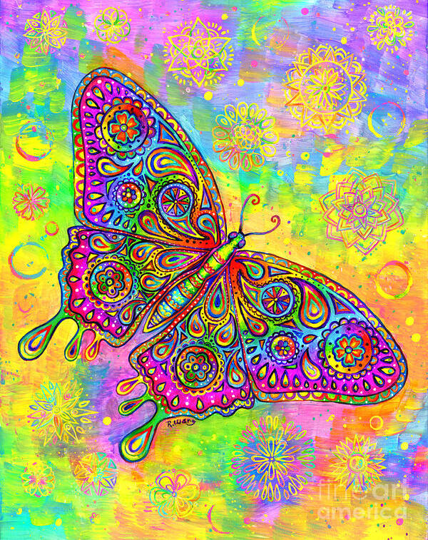 Butterfly Poster featuring the painting Psychedelic Paisley Butterfly by Rebecca Wang