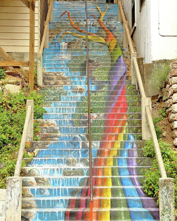 Stairway Poster featuring the photograph Rainbow Stairs by Lens Art Photography By Larry Trager