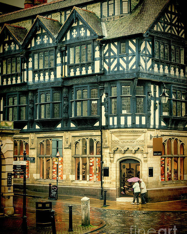 Chester Poster featuring the photograph Rainy Day, Chester, England by Elaine Teague