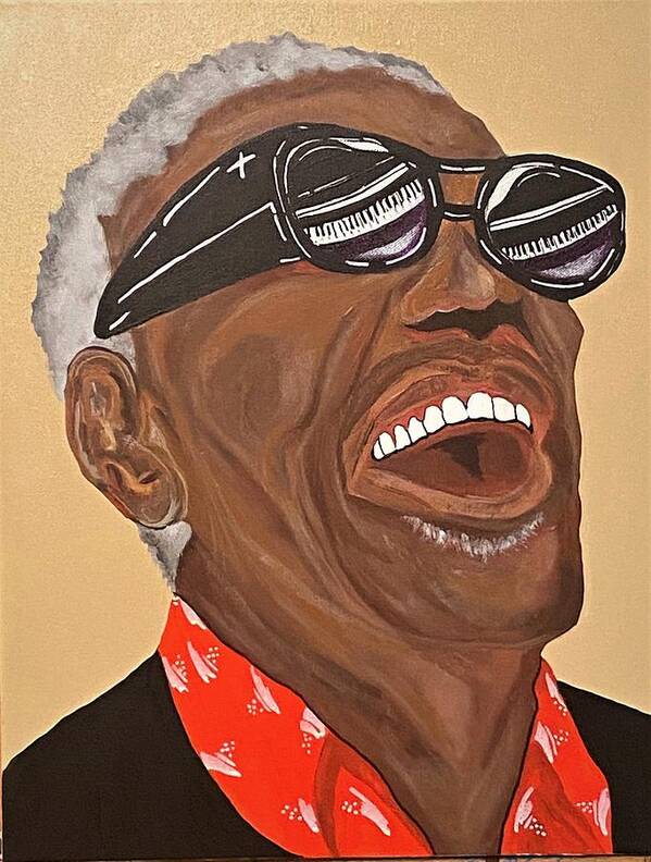  Poster featuring the painting Ray Charles-Reflections of Ray by Bill Manson