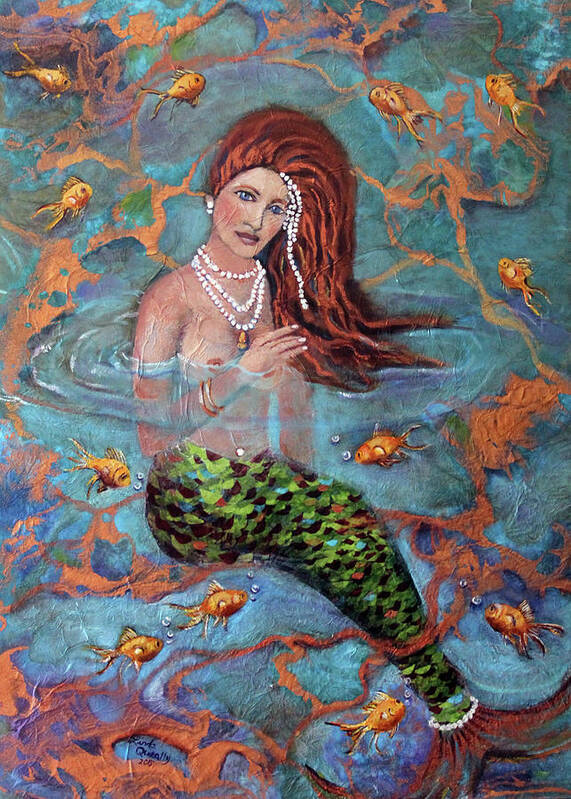 Blue Poster featuring the painting Ophelia by Linda Queally by Linda Queally