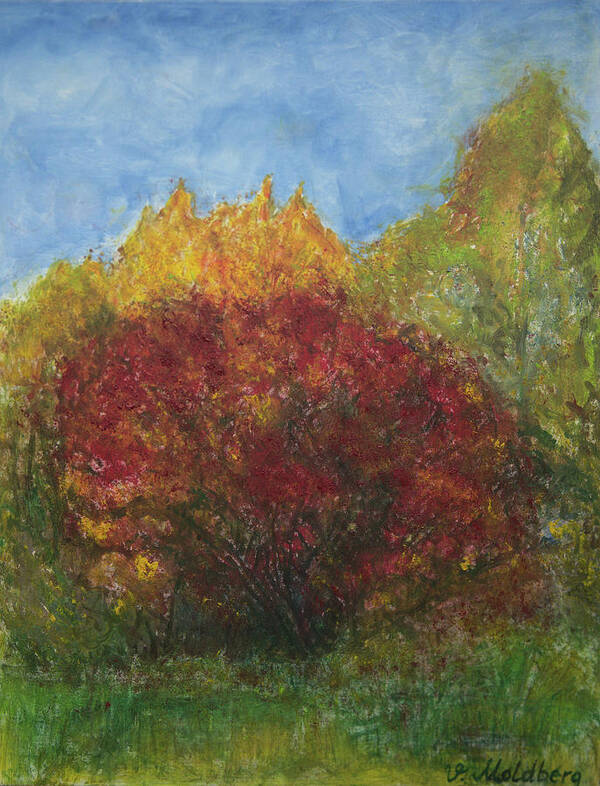 Red Tree Poster featuring the painting Red Tree by Vibeke Moldberg