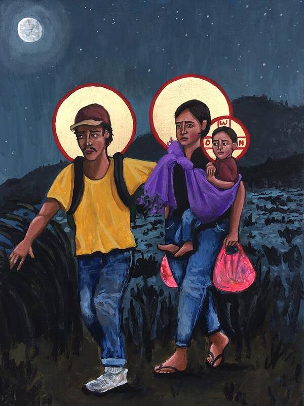  Poster featuring the painting Refugees La Sagrada Familia by Kelly Latimore