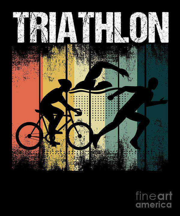 Retro Triathlon Athlete Bike Swim Run Triathlete Sports Poster Thomas Larch - Art America