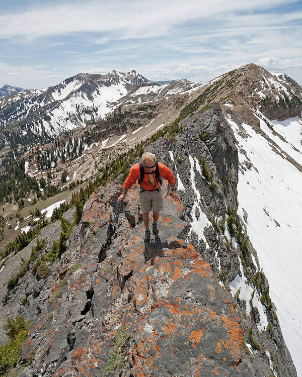 Utah Poster featuring the photograph Ridge Hiker - Devils Castle - Alta, Utah by Brett Pelletier