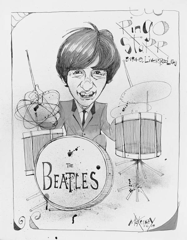  Poster featuring the drawing Ringo Starr by Phil Mckenney