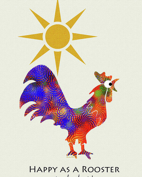 Rooster Poster featuring the mixed media Rooster Pattern Art by Christina Rollo