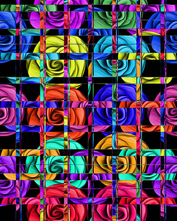 Abstract Poster featuring the digital art Rose Trellis Abstract by Ronald Mills