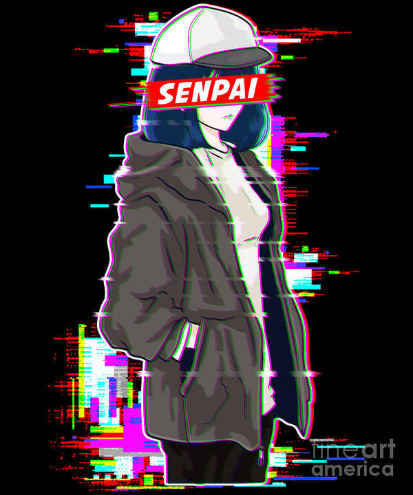 Senpai Vaporwave Aesthetic Anime Girl Poster by The Perfect Presents -  Pixels
