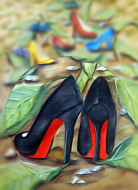 Digital Poster featuring the mixed media Shoe Garden by Ronald Mills