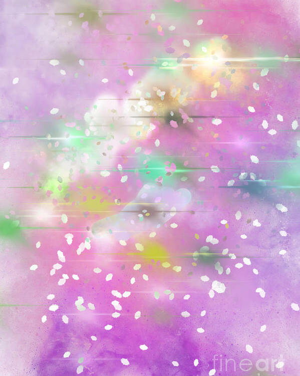 Pink Sky Poster featuring the digital art Snowy Pink Sky #1 by Zotshee Zotshee