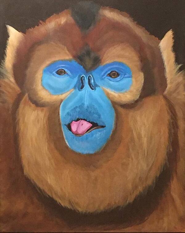  Poster featuring the painting Snub Nose Monkey-Back at You by Bill Manson