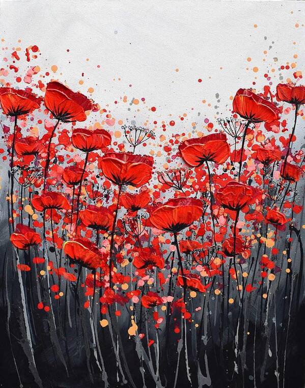 Red Poppies Poster featuring the painting Splendor of Poppies by Amanda Dagg
