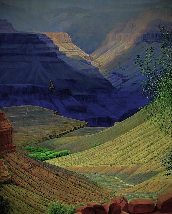 Kim Mcclinton Poster featuring the painting Spring Storm On Bright Angel Trail by Kim McClinton