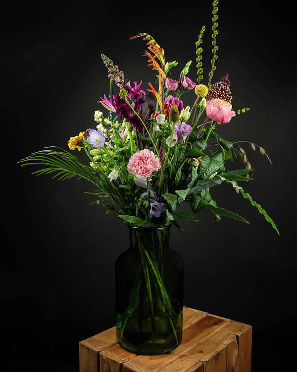 Still Life Poster featuring the digital art Still life field bouquet in a vase by Marjolein Van Middelkoop