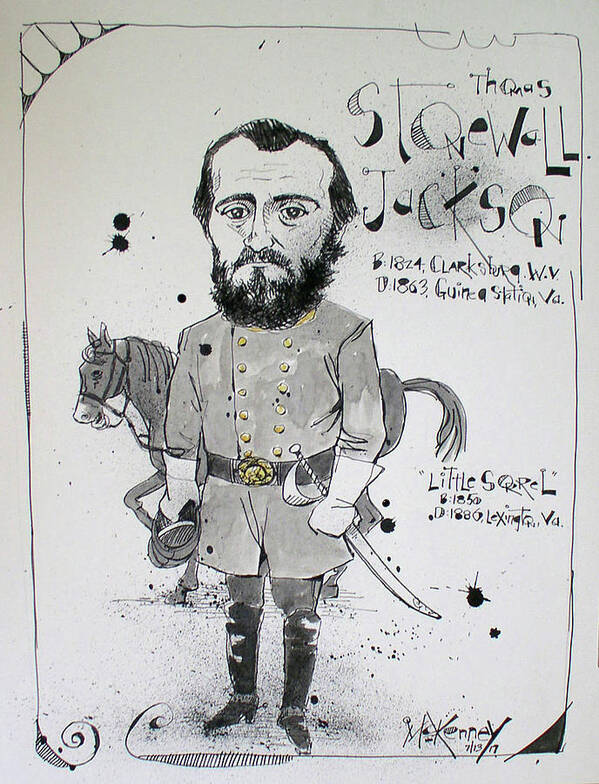  Poster featuring the drawing Stonewall Jackson by Phil Mckenney