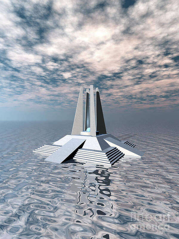 Atlantis Poster featuring the digital art Structural Tower of Atlantis by Phil Perkins