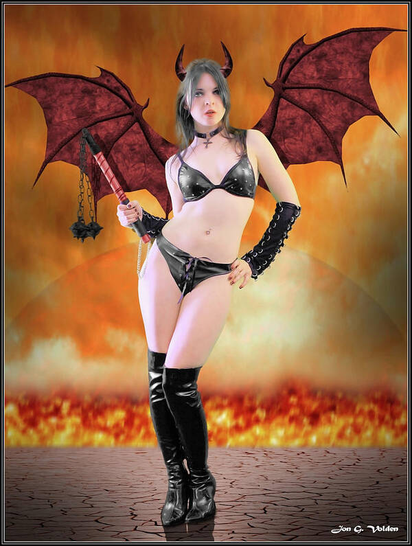 Rebel Poster featuring the photograph Succubus with flail by Jon Volden