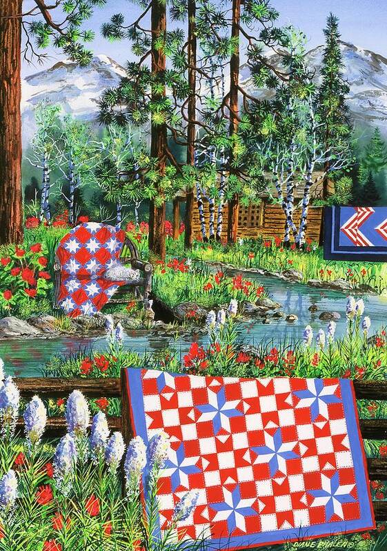 Log Cabin Poster featuring the painting Summer Dream by Diane Phalen