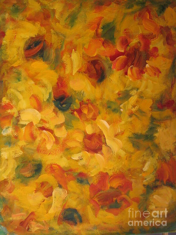 Flowers Field Poster featuring the painting Sun flowers by Fereshteh Stoecklein
