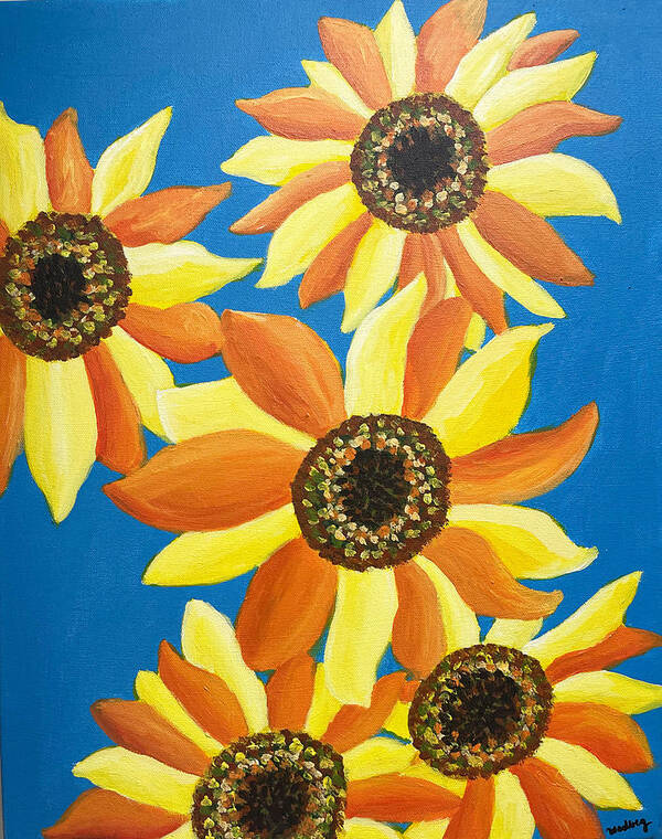 Sunflower Poster featuring the painting Sunflowers Five by Christina Wedberg