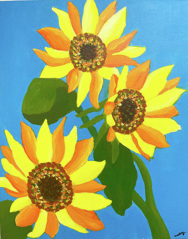 Sunflower Poster featuring the painting Sunflowers Three by Christina Wedberg